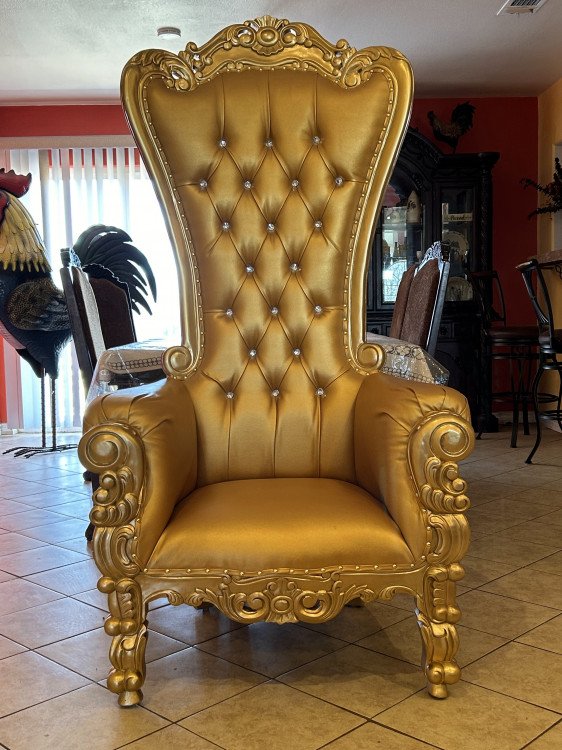 Queen Tiffany Throne Chair Gold/Gold